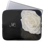 White rose with initials computer sleeves