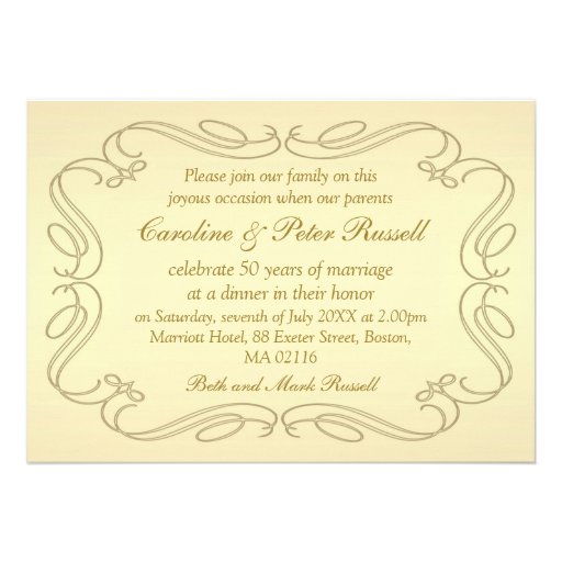 White roses and bells 50th Wedding Anniversary Personalized Announcements
