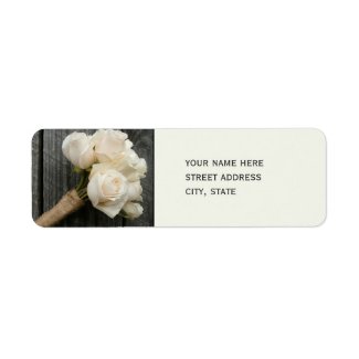 White Roses & Barnwood Wedding Address Label label