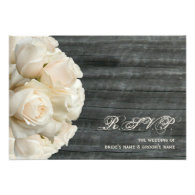 White Roses & Barnwood Wedding Personalized Invitations