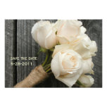 White Roses & Barnwood Wedding Save The Date Personalized Announcements