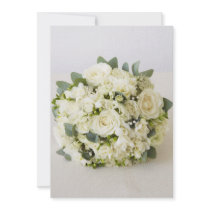 White Roses Bouquet Custom Invite