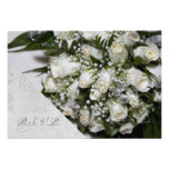 White Roses Bouquet Wedding RSVP Custom Announcement