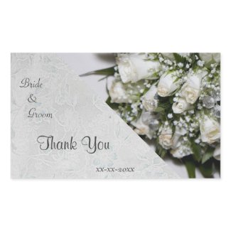 White Roses Bouquet Wedding Thank You Sticker