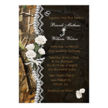 White Roses & Camo Invitation
