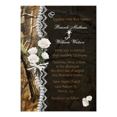 White Roses &amp; Camo Invitation