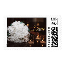 White Roses & Candlelight Love Postage Stamp