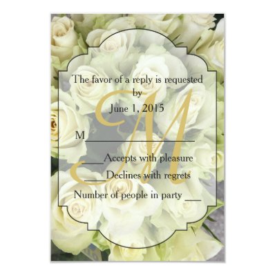 White Roses Champagne Blush Wedding Suite 3.5" X 5" Invitation Card