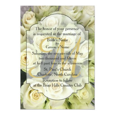 White Roses Champagne Blush Wedding Suite 5" X 7" Invitation Card