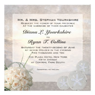 White Roses & Diamond Sand Dollar Wedding Custom Invites