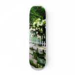 White Roses on a Picket Fence Custom Skate Board