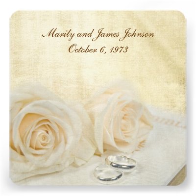 White Roses on Bible Vow Renewal Personalized Invite