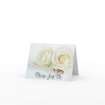 White Roses, Pearls & Wedding Bands - Invitation cards by plannedtoperfection White Roses, Pearls & Wedding Bands - Invitation cards