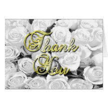 White roses, thank you card