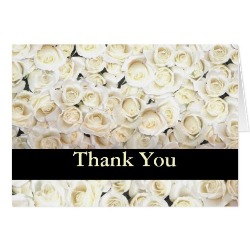 White Roses Thank You Card Zazzle