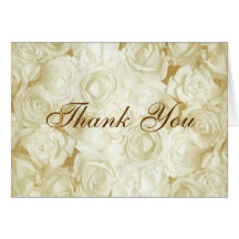 White Roses Thank You Greeting Card