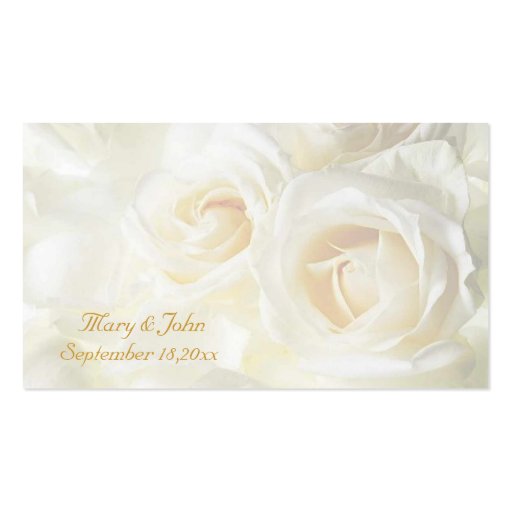 White Roses Thank You Wedding Business Card Templates (back side)