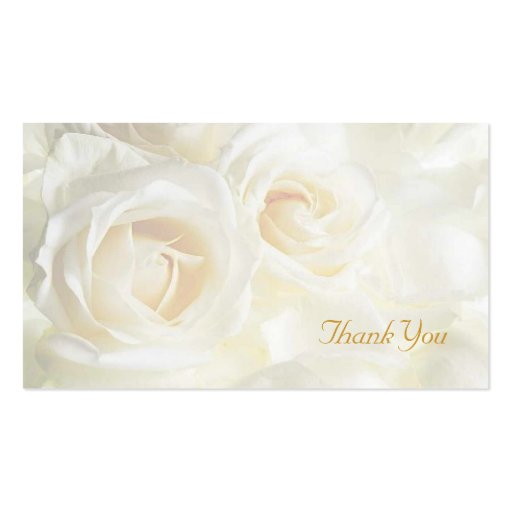 White Roses Thank You Wedding Business Card Templates (front side)