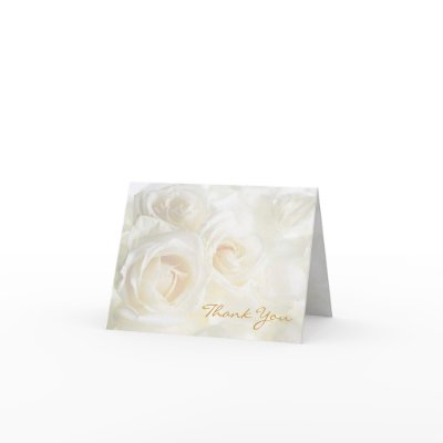 White Roses Thank You Wedding Greeting Card