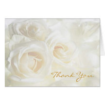 White Roses Thank You Wedding Greeting Card