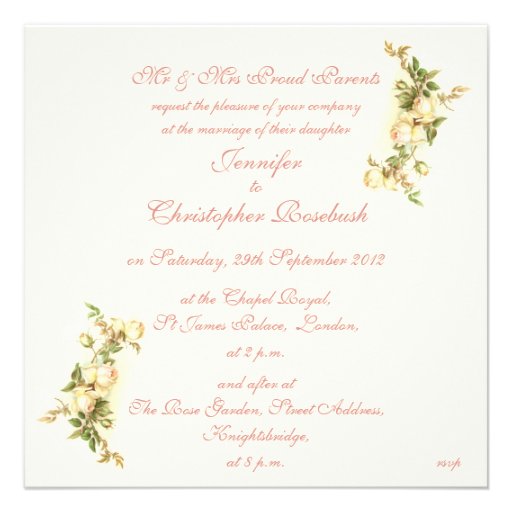 White roses wedding invitation