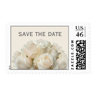 White Roses Wedding Save the Date Postage