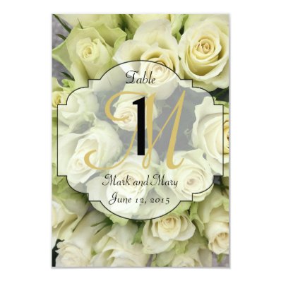 White Roses Wedding Suite Blush Champagne 3.5" X 5" Invitation Card
