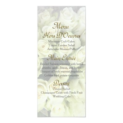 White Roses Wedding Suite Blush Champagne 4" X 9.25" Invitation Card
