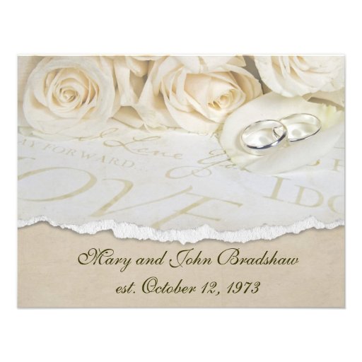 White Roses Wedding Vow Renewal Custom Announcements
