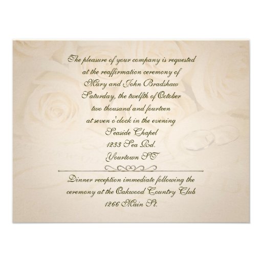White Roses Wedding Vow Renewal Custom Announcements