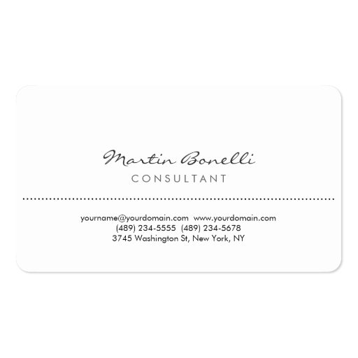 White Rounded Corner Consultant Business Card (front side)