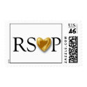 White RSVP Stamp With Gold Heart by NJHeart White RSVP Stamp With Gold Heart