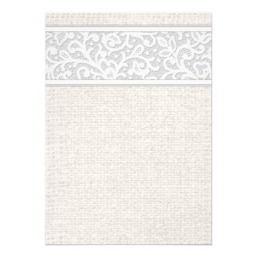 White Rustic Burlap Linen Bridal Shower Invitation