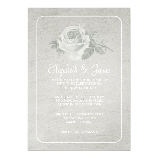 White Rustic Floral/Flower Wedding Invitations