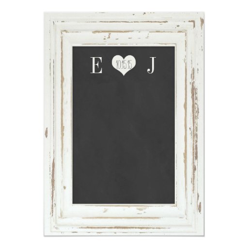 White Rustic Frame Chalk Wedding Invitation