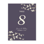 White Sakura Cherry Blossoms Table Number Postcard postcards