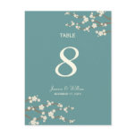White Sakura Cherry Blossoms Table Number Postcard postcards