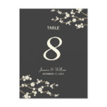 White Sakura Cherry Blossoms Table Number Postcard postcards