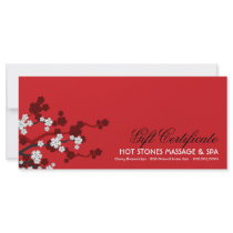 White Sakuras Cherry Blossoms Spa Gift Certificate Rack Card Template