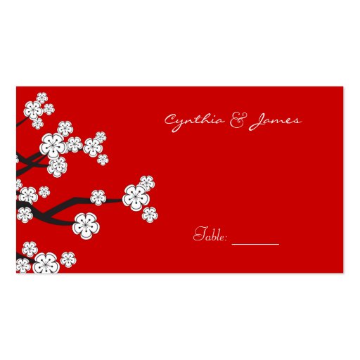 White Sakuras Flower Custom Table / Place Card Business Card Template (front side)