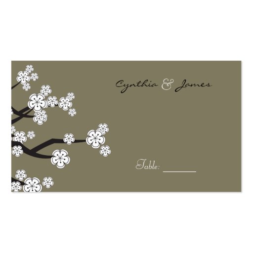 White Sakuras Flower Table / Place Card / Gift Tag Business Card Templates (front side)