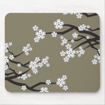 White Sakuras Flowers Oriental Chic Gift Mousepad