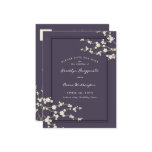 White Sakuras on Plum Save The Date Postcard
