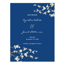 White Sakuras Save The Date Announcement Postcard