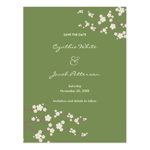 White Sakuras Save The Date Announcement Postcard