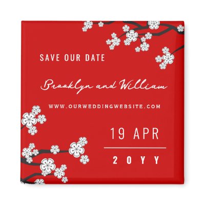White Sakuras Save-the-Date / Invitation Magnet by fat_fa_tin