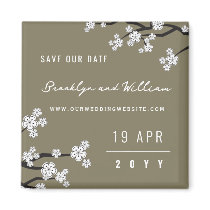 White Sakuras Save The Date / Thank You Magnet