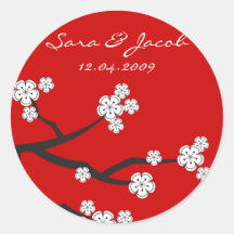 White Sakuras Thank You Favor Gift Label Sticker