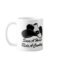 White Save Horse Ride Cowboy Mugs