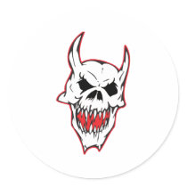 White Scary Demon Skull stickers